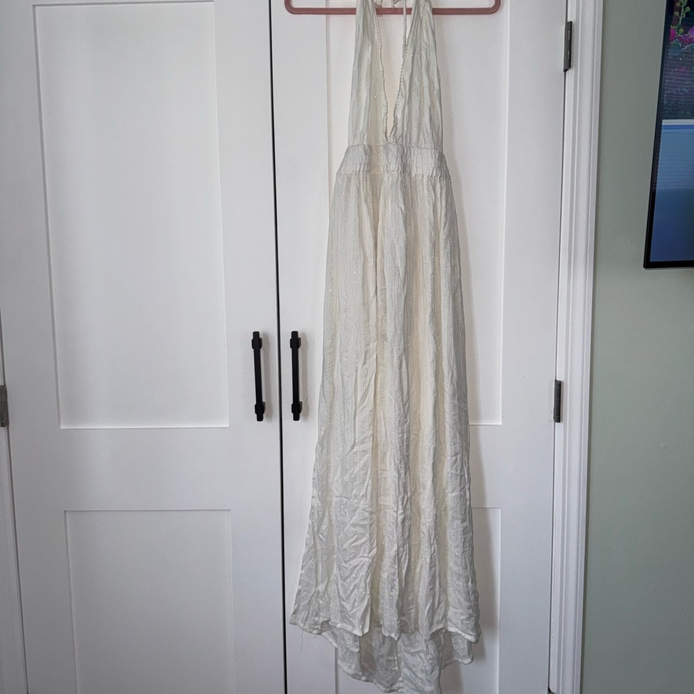 White Halter Maxi Dress